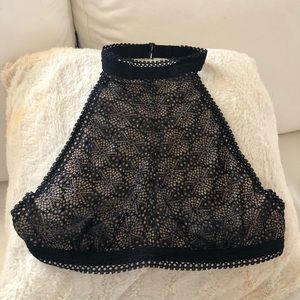 Victoria secret black and nude lace halter bra.